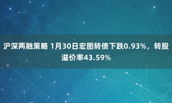 沪深两融策略 1月30日宏图转债下跌0.93%，转股溢价率43.59%